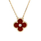 [Elowen jewels ]CLOVER 15MM DIAMOND CARNELIAN NECKLACE