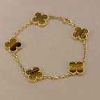 [Elowen jewels ] KOLLEKTION KLEEBLATT ARMBAND MIT 5 TIGERAUGE-MOTIVEN