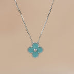 [Elowen jewels ]CLOVER 15MM DIAMANT SVRES PORZELLAN-HALSKETTE SILBER