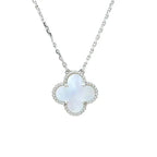 [Elowen jewels ]KLEEBLATT 15MM WEISSES PERLMUTT SILBER