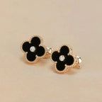 [Elowen jewels ]CLOVER MEDIUM 1 MOTIV ONYX DIAMANT OHRRINGE