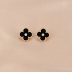 [Elowen jewels ]CLOVER MEDIUM 1 MOTIV ONYX DIAMANT OHRRINGE