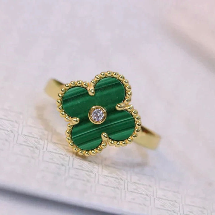 [Elowen jewels ]クローバー マラカイト リング ゴールド ダイヤモンド
