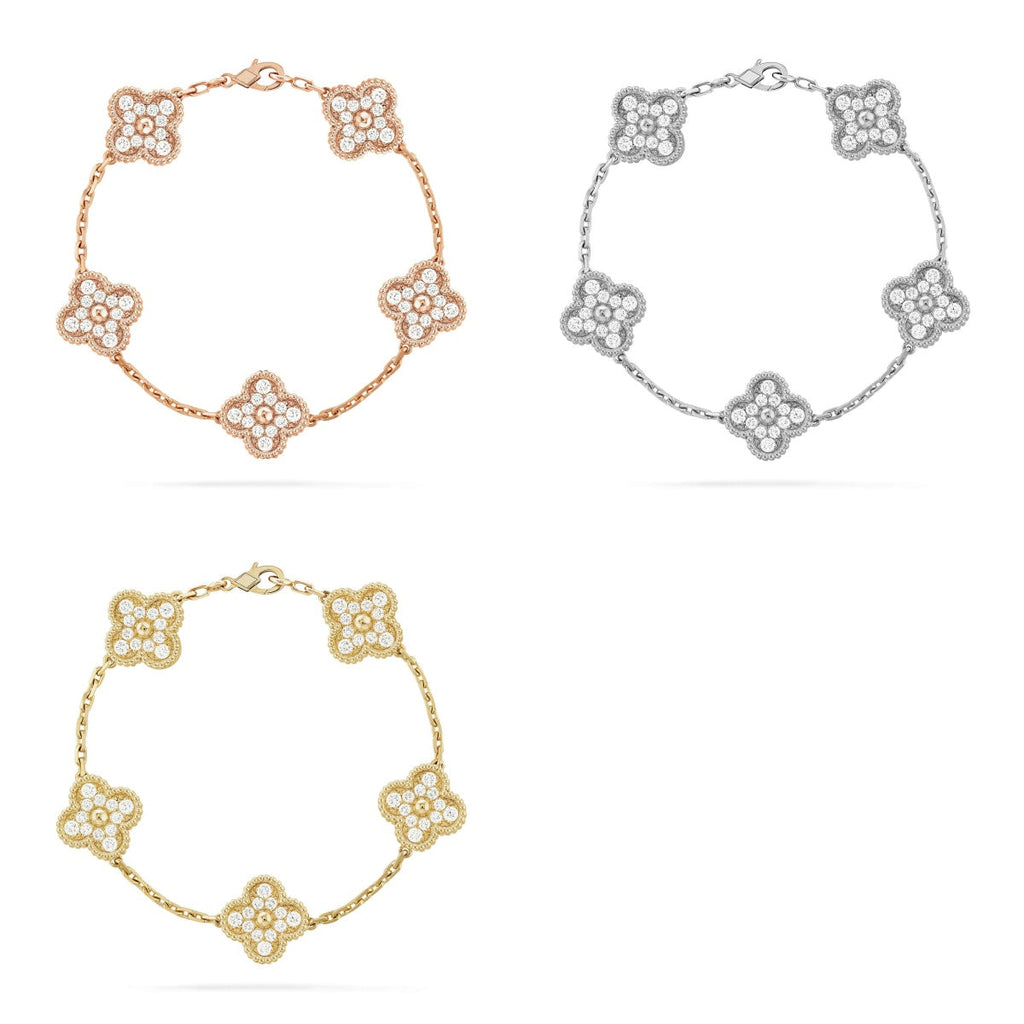 [Elowen jewels ] CLOVER 5 MOTIF FULL DIAMOND BRACELET COLLECTION