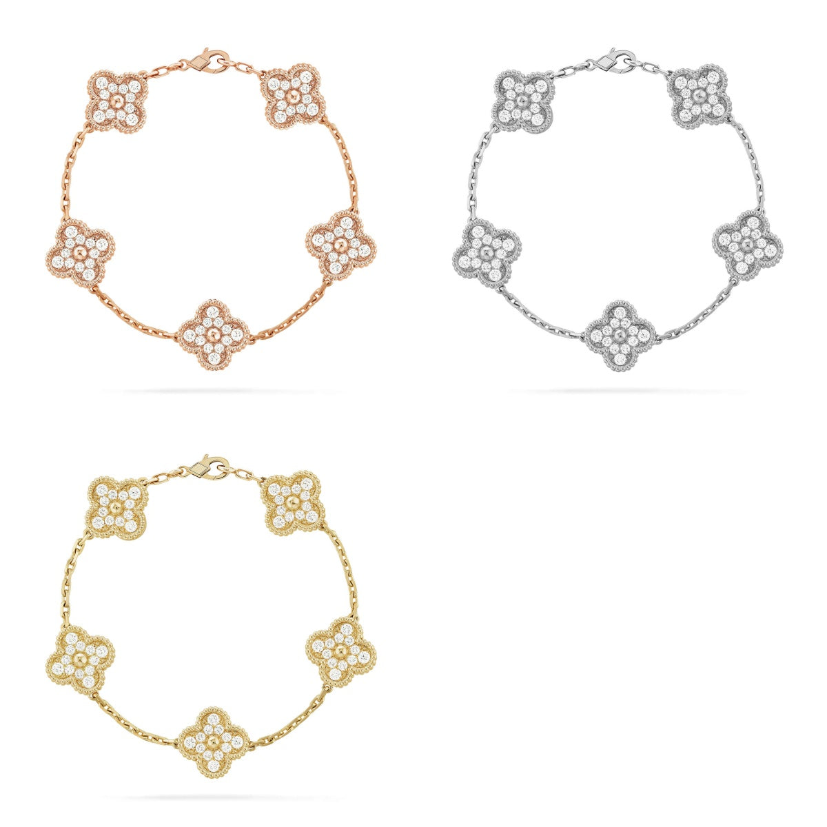 [Elowen jewels ] CLOVER 5 MOTIF FULL DIAMOND BRACELET COLLECTION