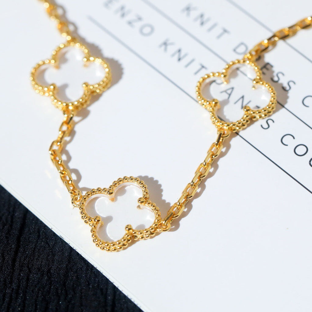 [Elowen jewels ]CLOVER 5 MOTIF ROCK CRYSTAL BRACELET