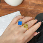 [Elowen jewels ]WENDBARER KLEEBATT-RING MIT BLAUEM ACHAT