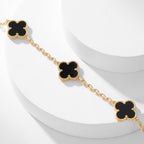 [Elowen jewels ]CLOVER HALSKETTE MIT 10 ONYX-MOTIVEN