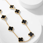 [Elowen jewels ]CLOVER HALSKETTE MIT 10 ONYX-MOTIVEN