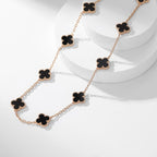 [Elowen jewels ]CLOVER HALSKETTE MIT 10 ONYX-MOTIVEN