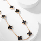 [Elowen jewels ]CLOVER HALSKETTE MIT 10 ONYX-MOTIVEN