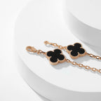 [Elowen jewels ]CLOVER HALSKETTE MIT 10 ONYX-MOTIVEN
