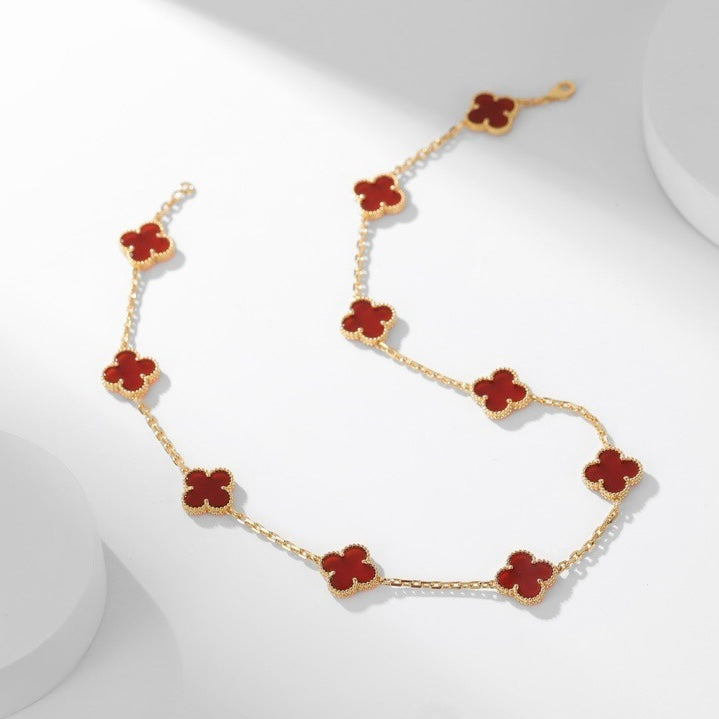 [Elowen jewels ]CLOVER HALSKETTE MIT 10 MOTIVEN KARNEOL