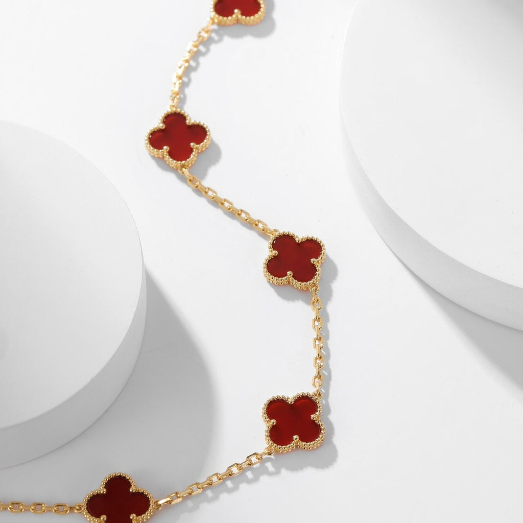 [Elowen jewels ]CLOVER HALSKETTE MIT 10 MOTIVEN KARNEOL