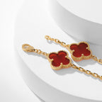 [Elowen jewels ]CLOVER HALSKETTE MIT 10 MOTIVEN KARNEOL