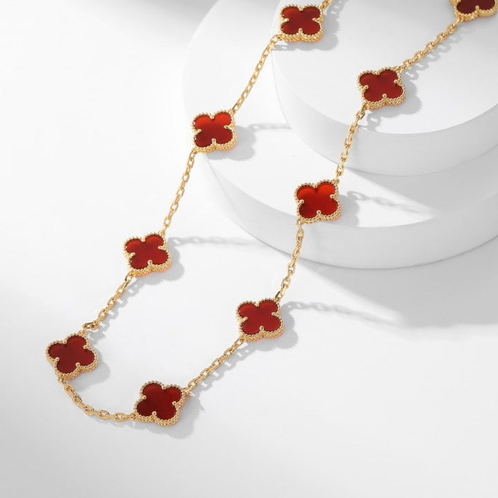 [Elowen jewels ]CLOVER HALSKETTE MIT 10 MOTIVEN KARNEOL