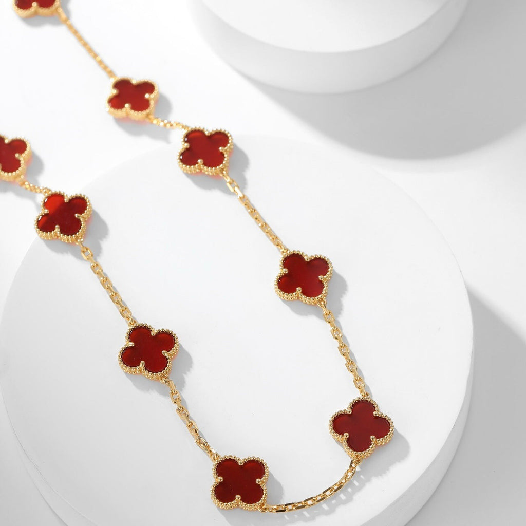 [Elowen jewels ]CLOVER HALSKETTE MIT 10 MOTIVEN KARNEOL