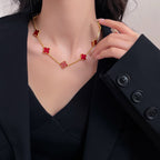 [Elowen jewels ]CLOVER HALSKETTE MIT 10 MOTIVEN KARNEOL