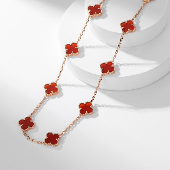 [Elowen jewels ]CLOVER HALSKETTE MIT 10 MOTIVEN KARNEOL