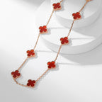 [Elowen jewels ]CLOVER HALSKETTE MIT 10 MOTIVEN KARNEOL