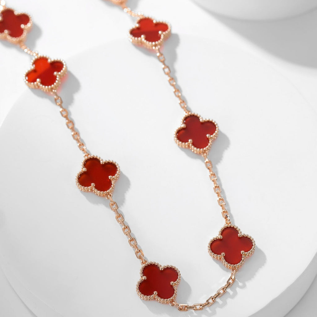[Elowen jewels ]CLOVER HALSKETTE MIT 10 MOTIVEN KARNEOL