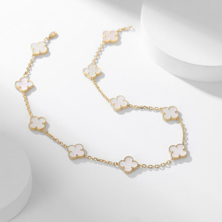 [Elowen jewels ]クローバー 10モチーフ ホワイトマザーオブパール ネックレス