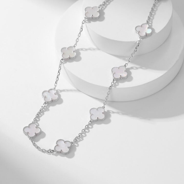 [Elowen jewels ]クローバー 10モチーフ ホワイトマザーオブパール ネックレス