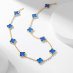[Elowen jewels ]CLOVER 10-MOTIV-HALSKETTE MIT BLAUEM ACHAT