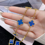 [Elowen jewels ]CLOVER 10-MOTIV-HALSKETTE MIT BLAUEM ACHAT