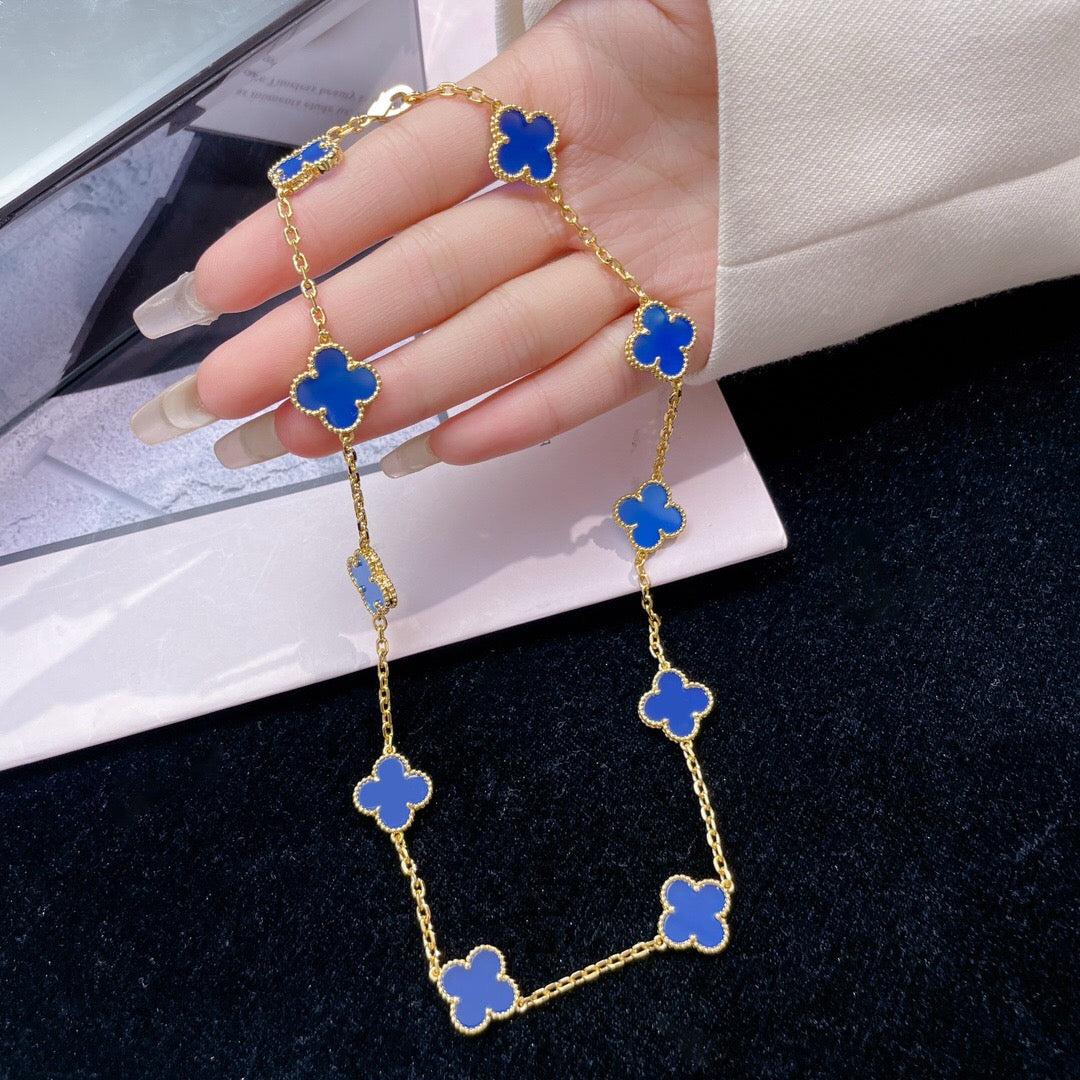 [Elowen jewels ]クローバー 10モチーフ ブルーアゲート ネックレス