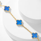 [Elowen jewels ]CLOVER 10-MOTIV-HALSKETTE MIT BLAUEM ACHAT