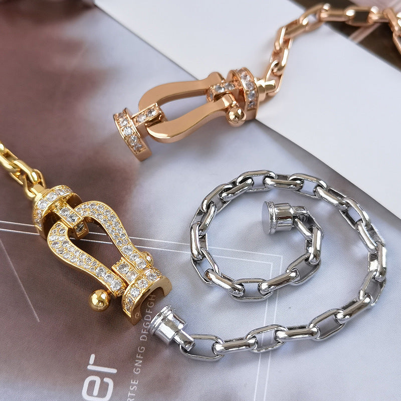 [Elowen jewels ]FORCE LARGE HORSESHOE CLASP  METAL BRACELET