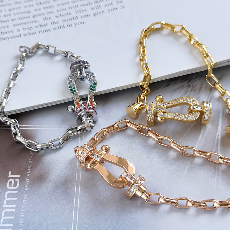 [Elowen jewels ]FORCE LARGE HORSESHOE CLASP  METAL BRACELET