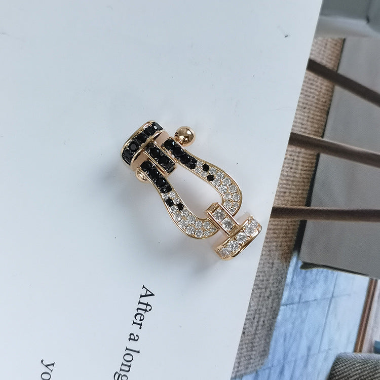 [Elowen Jewels]FORCE LARGE HORSESHOE BLACK WHITE DIAMOND BRACELET SILVER