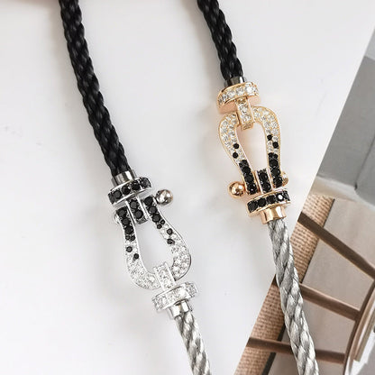 [Elowen Jewels]FORCE LARGE HORSESHOE BLACK WHITE DIAMOND BRACELET ROSE GOLD