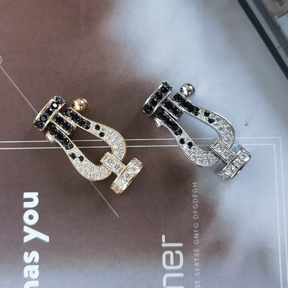[Elowen Jewels]FORCE LARGE HORSESHOE BLACK WHITE DIAMOND BRACELET SILVER