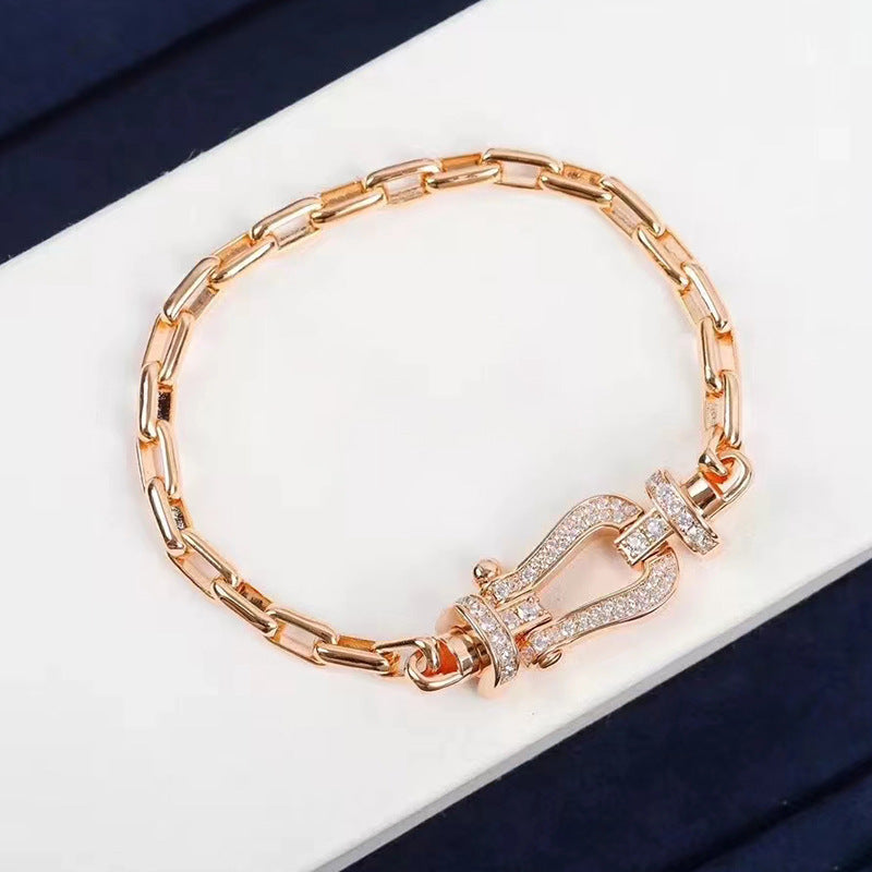 [Elowen jewels ]FORCE LARGE HORSESHOE CLASP  METAL BRACELET