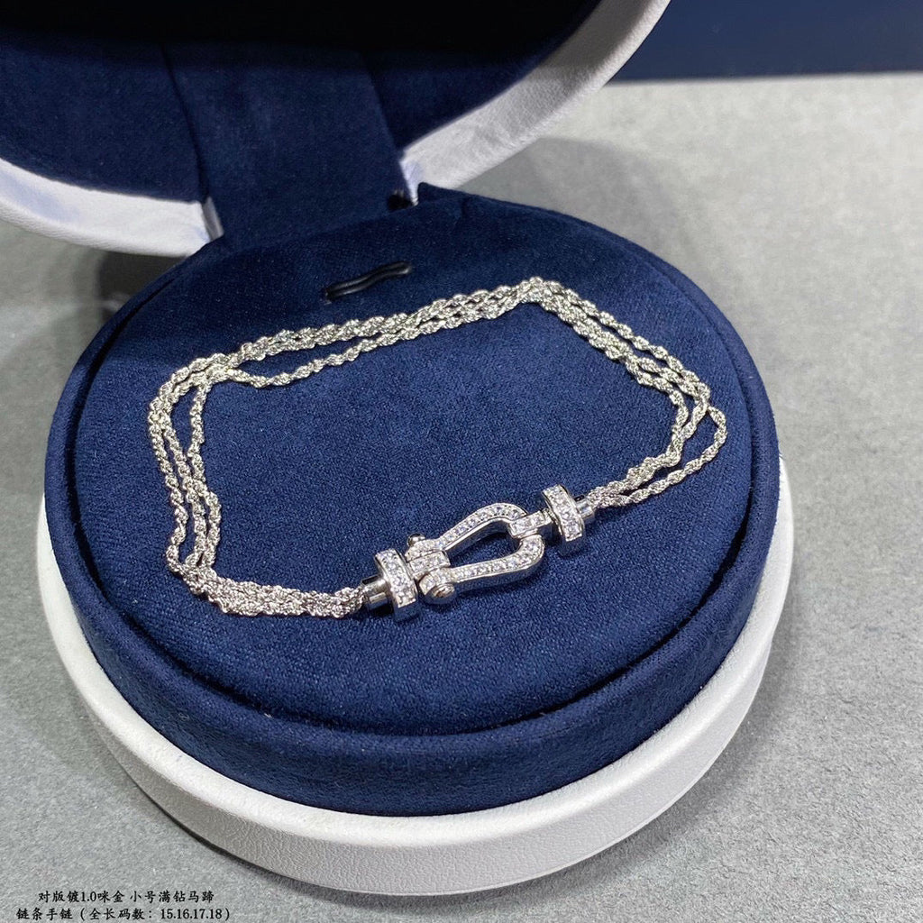 [Elowen jewels ]FORCE SMALL HORSESHOE  DIAMOND CHAIN ROPE BRACELET