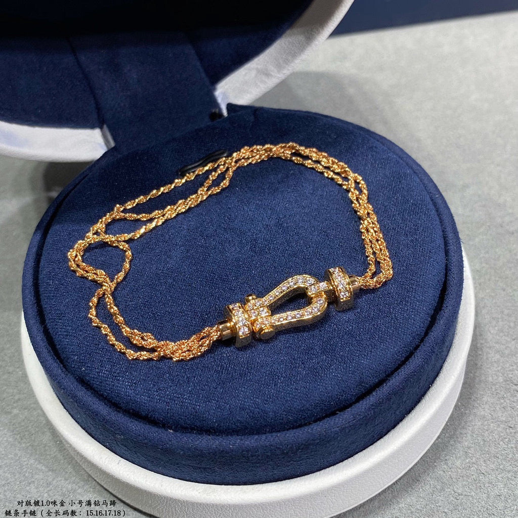 [Elowen jewels ]FORCE SMALL HORSESHOE  DIAMOND CHAIN ROPE BRACELET