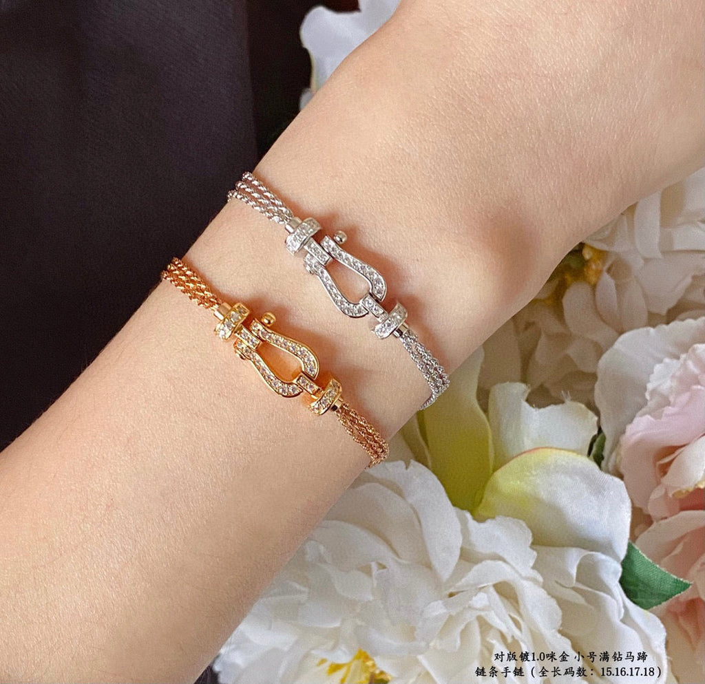 [Elowen jewels ]FORCE SMALL HORSESHOE  DIAMOND CHAIN ROPE BRACELET