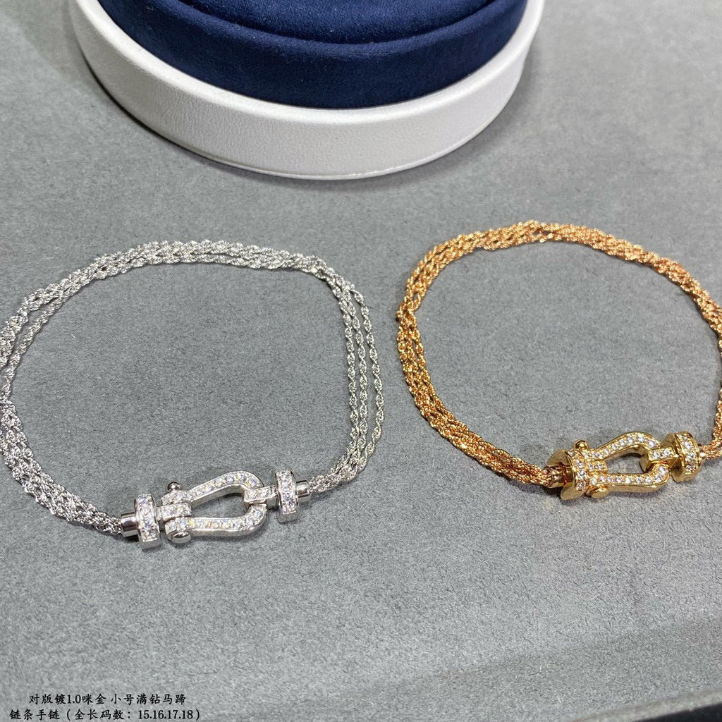 [Elowen jewels ]FORCE SMALL HORSESHOE  DIAMOND CHAIN ROPE BRACELET
