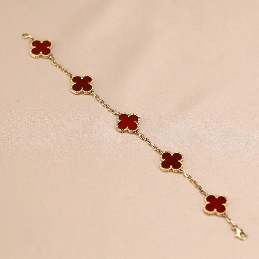 [Elowen jewels ] CLOVER 5 MOTIF RED CORNELIAN BRACELET COLLECTION