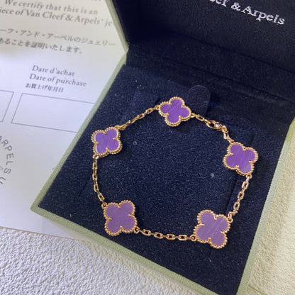 [Elowen Jewels]CLOVER  5 MOTIFS  PURPLE VIOLET BRACELET