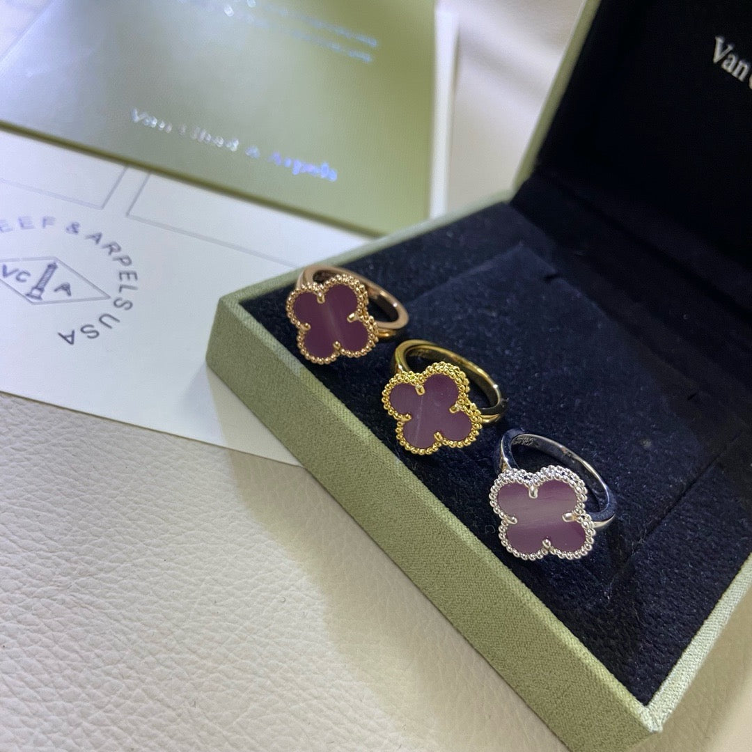 [Elowen jewels ]KLEEBLATT-RING VIOLETT