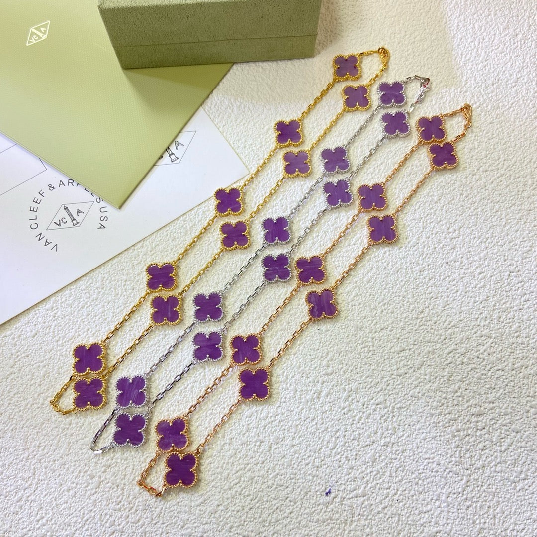 [Elowen jewels ]CLOVER 10 MOTIVE LILA VIOLETT HALSKETTE