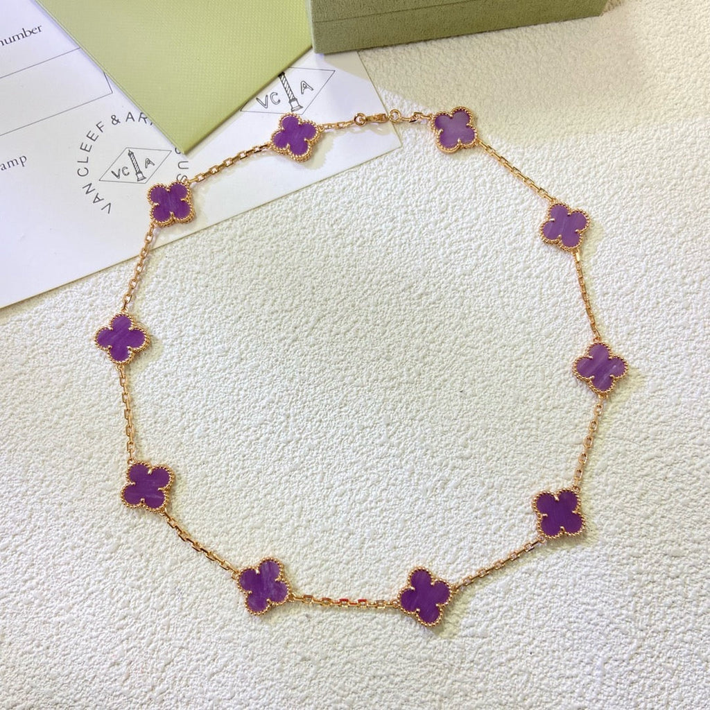 [Elowen jewels ]CLOVER 10 MOTIVE LILA VIOLETT HALSKETTE