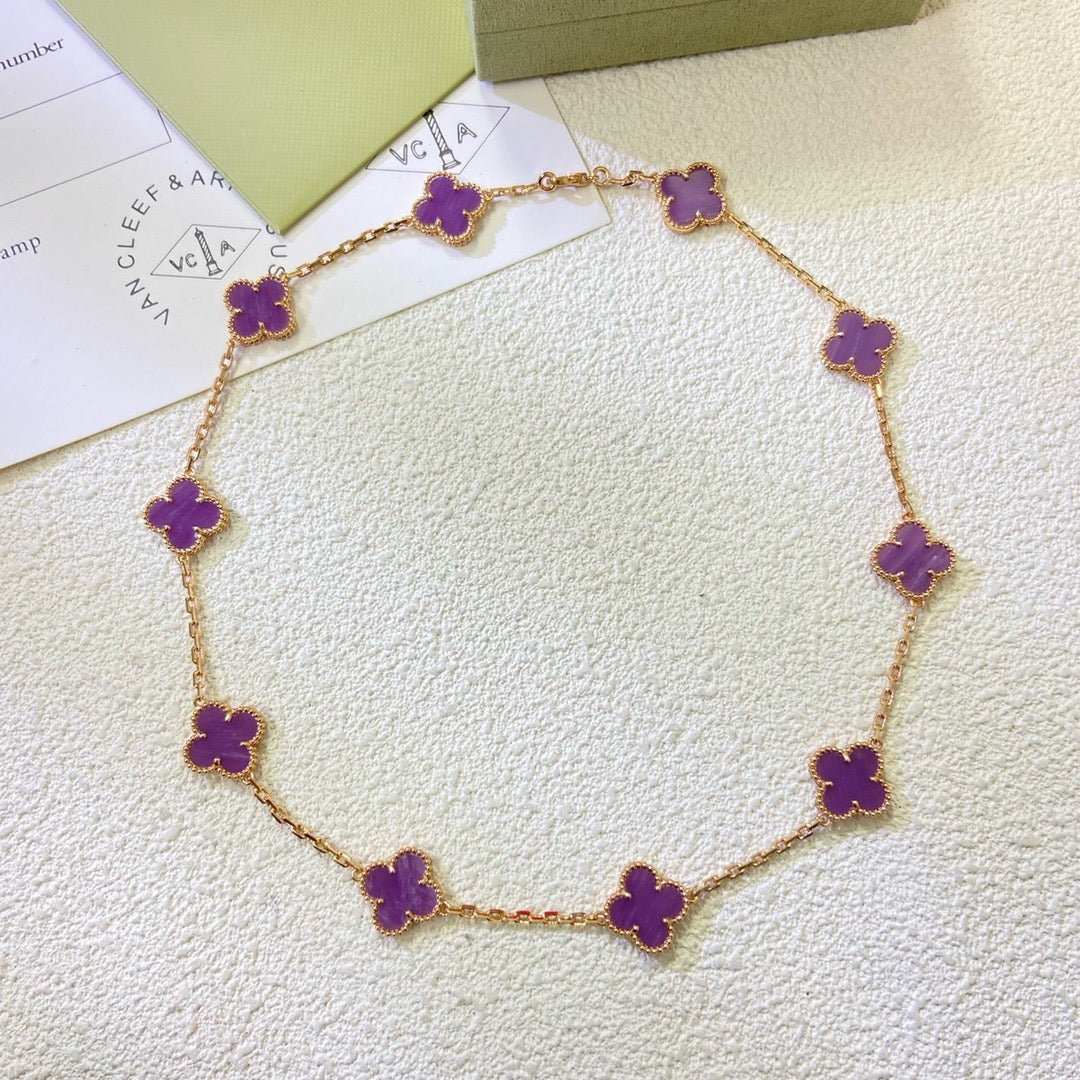 [Elowen jewels ]CLOVER 10 MOTIVE LILA VIOLETT HALSKETTE