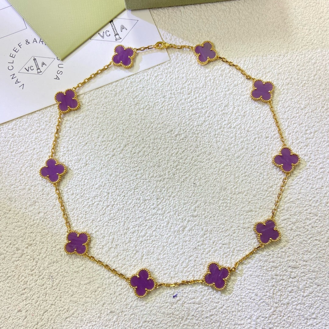 [Elowen jewels ]CLOVER 10 MOTIVE LILA VIOLETT HALSKETTE
