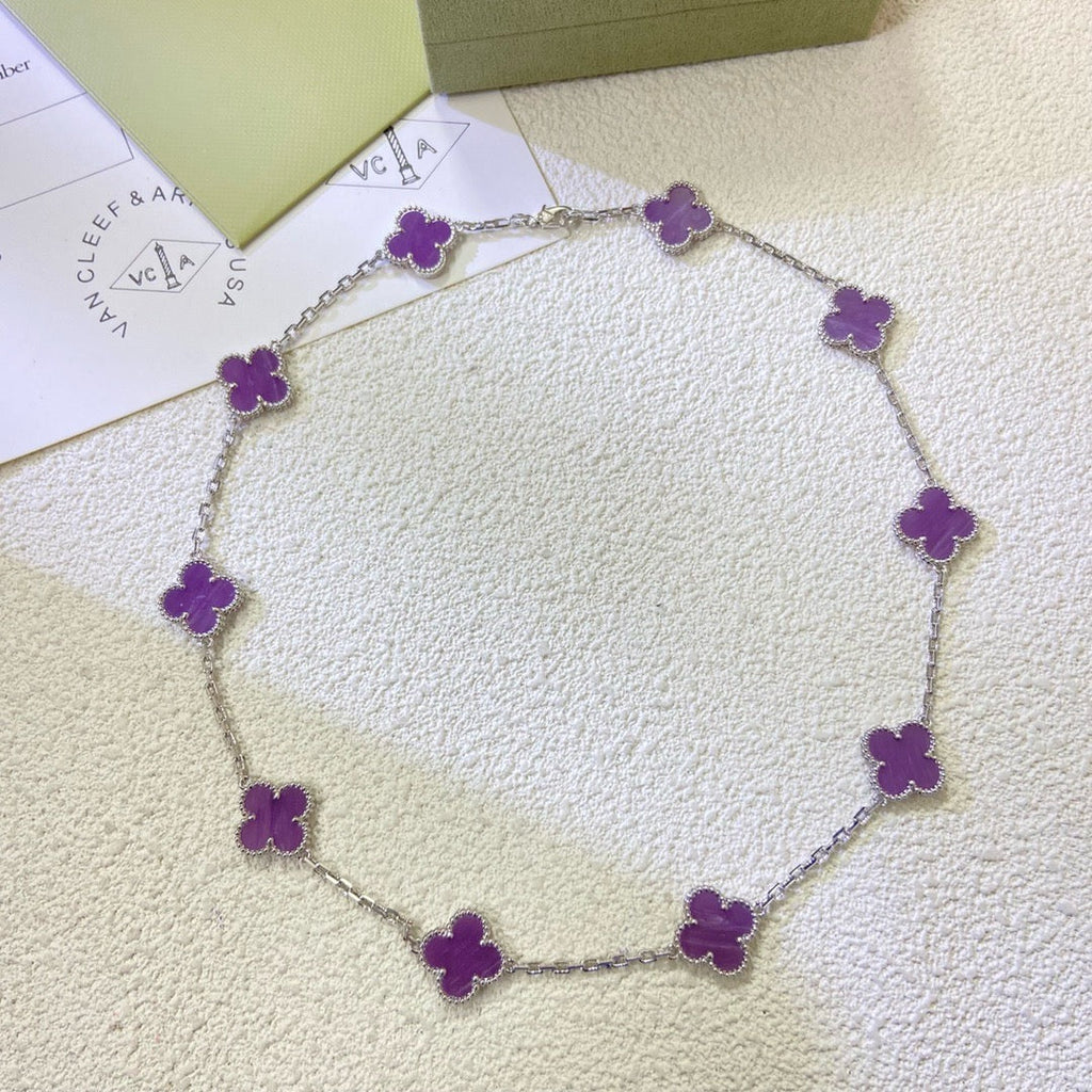 [Elowen jewels ]CLOVER 10 MOTIVE LILA VIOLETT HALSKETTE
