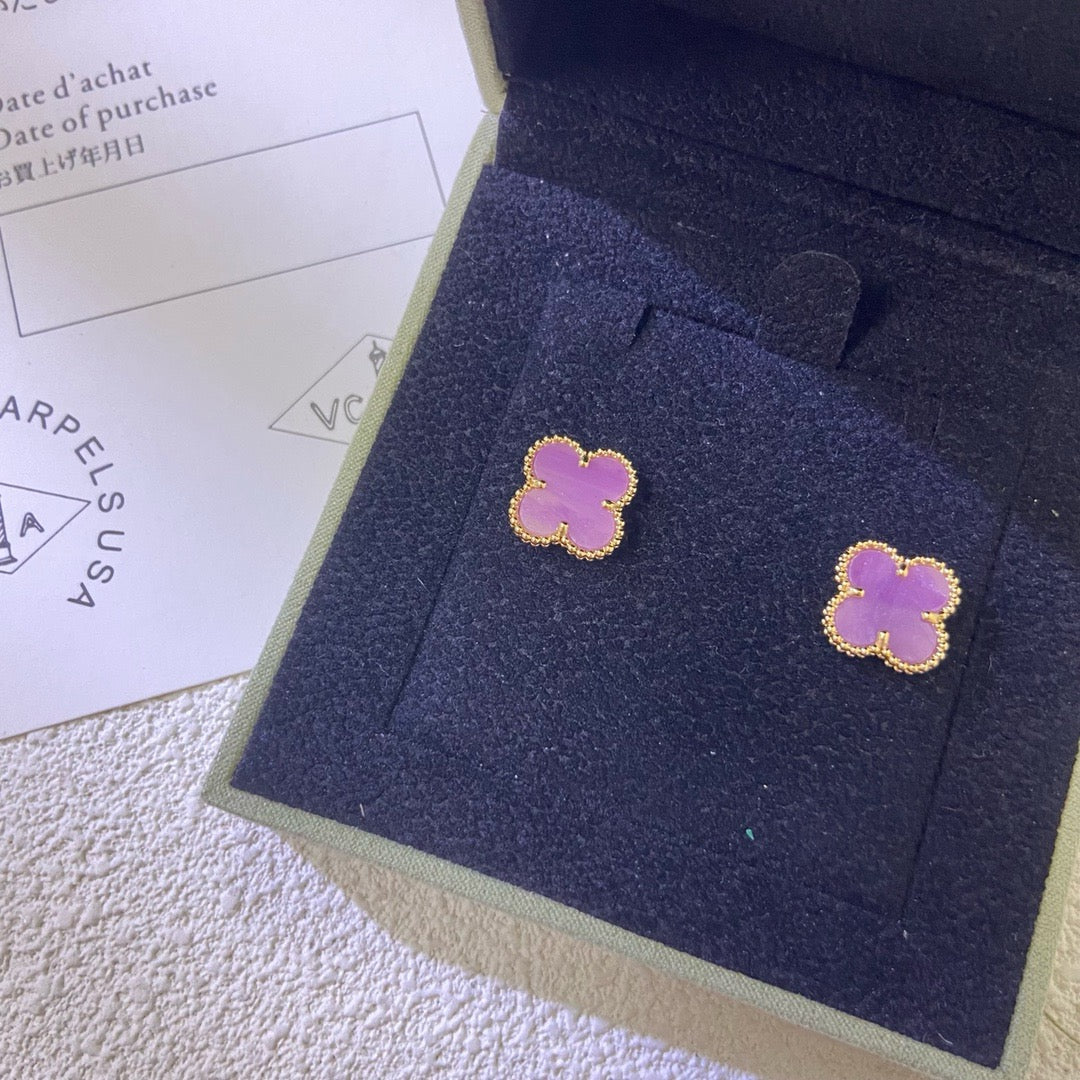 [Elowen jewels ]CLOVER MINI 9.5MM  PURPLE VIOLET EARRINGS